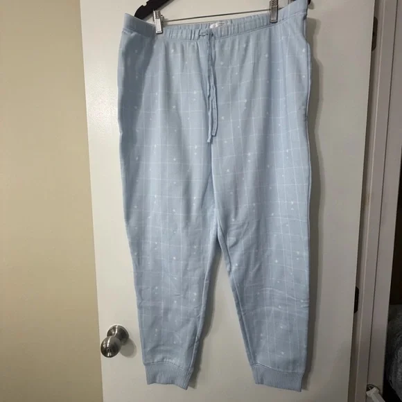 LC Lauren Conrad Twinkle Twinkle Pajamas Joggers White and Blue Size XL - Picture 8 of 11